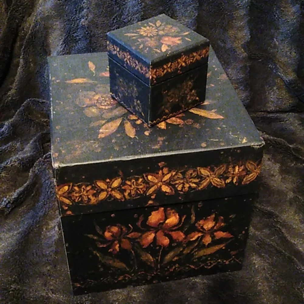 Y2K Black Floral Storage Boxes Vintage Dark Flowers 90s Whimsygoth Gift Box Set